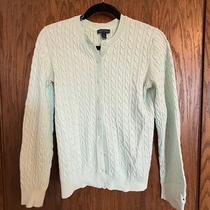 Tommy Hilfiger Light Green Cable Knit Cardigan